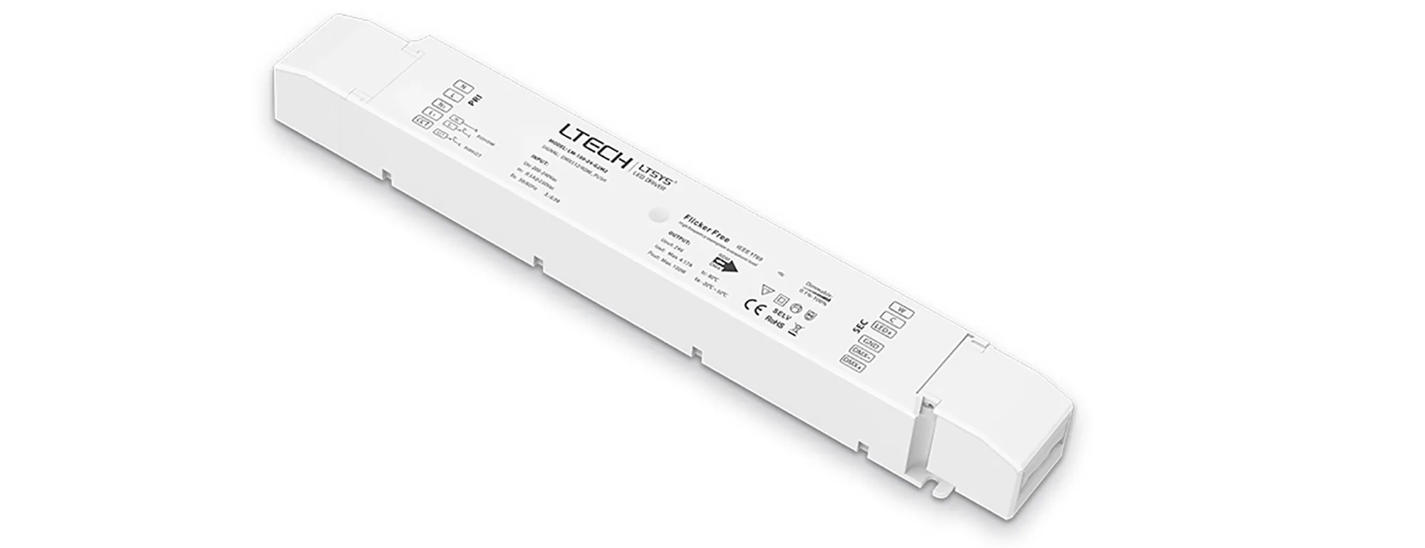 DMX512/RDM/Push DIM/CCT, 0-100% Dim, CV 100W, 24Vdc 4.17A, 200-240Vac, IP20, 5yrs Warranty.